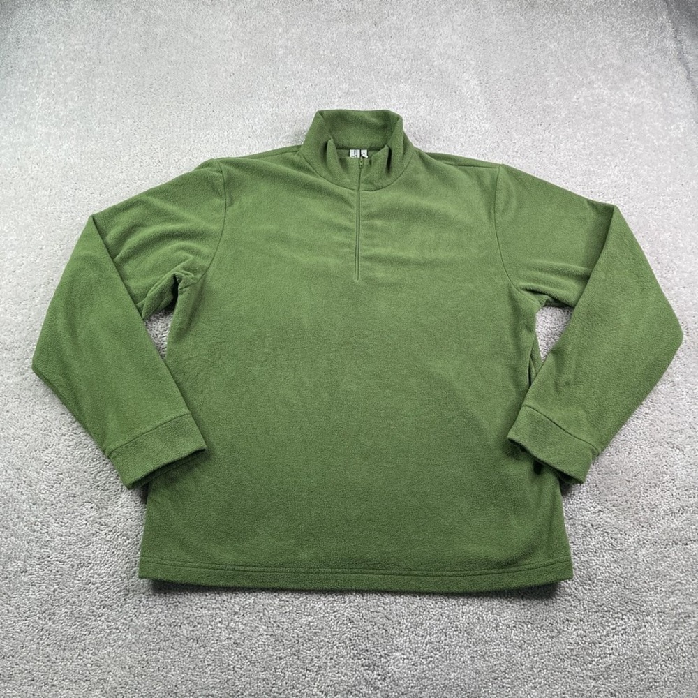 Sahalie Fleece Sweater Womens Medium Green Butterfleece Quarter Zip Pullover